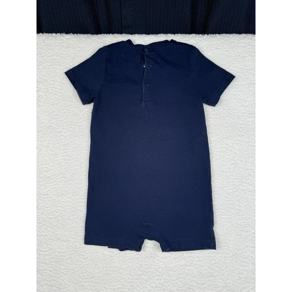 Ralph Lauren One Piece Navy Blue Dia White Stripe Crest - Toddler 9M